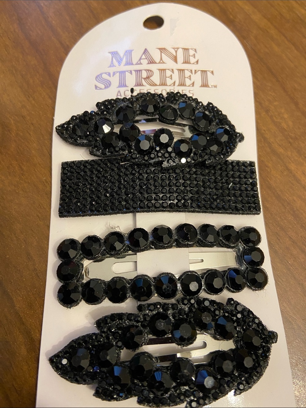 Black Marcasite Like Feminine Lot of 4 Rhinestones Hair Clip Accessories.